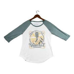 Music City USA Nashville TN Country Baseball Travel Gutiar Men's Raglan sz M